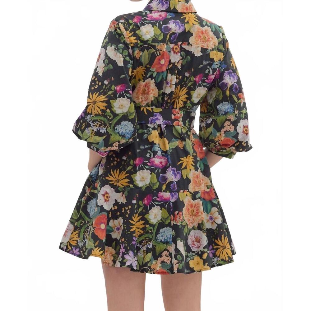 NEW ENTRO belted mini dress in midnight garden party - Picture 4 of 7